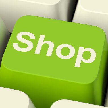 Shop Computer Key In Green For Commerce Or Retail Sales clipart