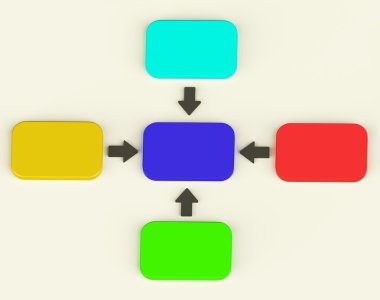 dört oklarla gösterilen işlem veya illustratio renkli diyagramı