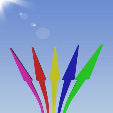 Group Of Arrows Pointing Up To The Sky Shows Progress Or Improve clipart