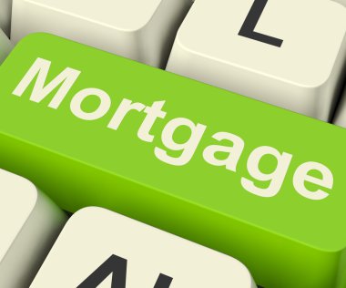 Mortgage Computer Key Showing Online Credit Or Borrowing clipart