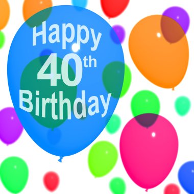 Multicolored Balloons For Celebrating A 40th or Fortieth Birthda clipart
