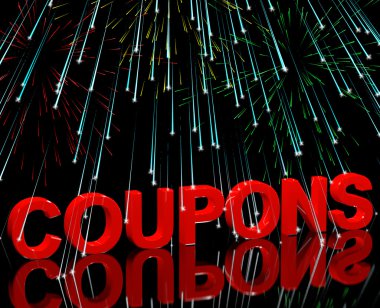 Coupons Word With Fireworks Showing Vouchers For Reductions Or D clipart