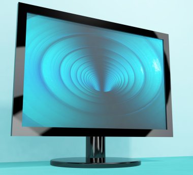 TV Monitor With Blue Vortex Picture Representing High Definition clipart