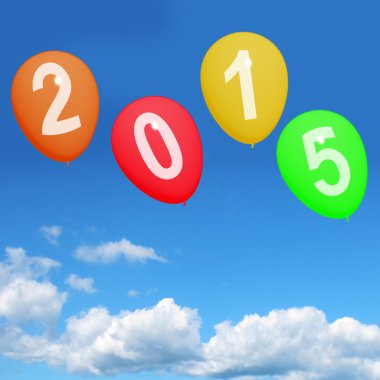 2015 On Balloons Representing Year Two Thousand And Fifteen Cele clipart