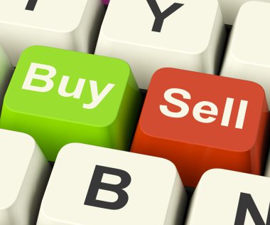 satın almak ve satmak iş ticaret veya stokları online gösteren anahtarlar
