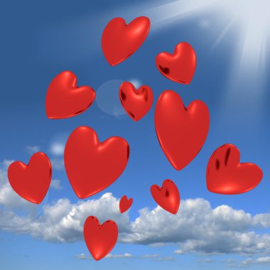 Hearts Falling From The Sky Showing Love And Romance clipart