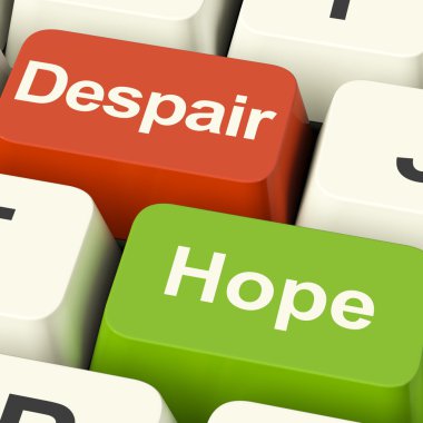 Despair Or Hope Computer Keys Showing Hopeful or Hopeless clipart