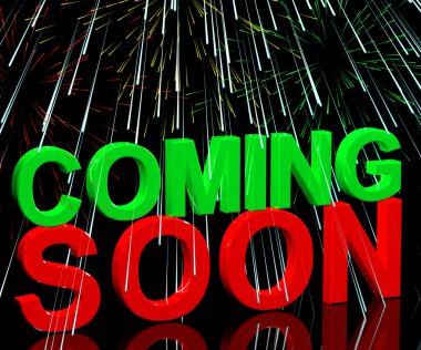 yeni ürün varış gösterilen fireworks ile kelime yakında ann