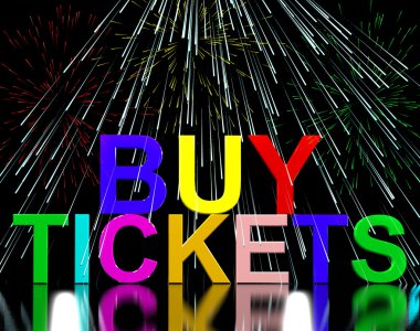 Buy Tickets Words With Fireworks Showing Concert Or Festival Adm clipart
