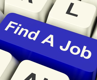 Find A Job Computer Key Showing Work And Careers Search Online clipart