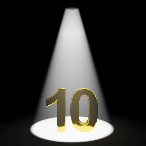 Золото 10 или 10 3d номер, представляющий годовщину или день рождения — стоковое фото