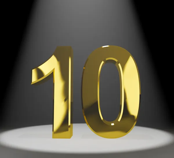 Gold 10th Or Ten 3d Number — Zdjęcie stockowe