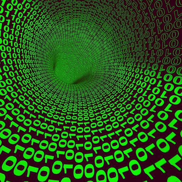 Abstrakter Binärcode-Tunnel, der Technologie und Computing zeigt — Stockfoto