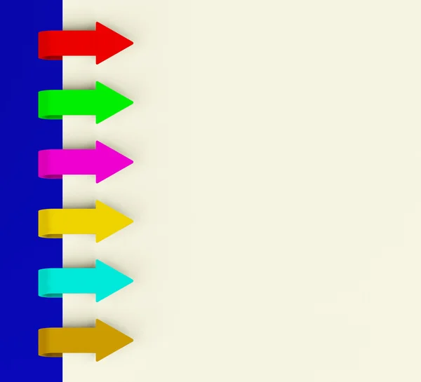 Seis pestañas de flecha multicolor sobre el papel para la lista de menús o notas —  Fotos de Stock