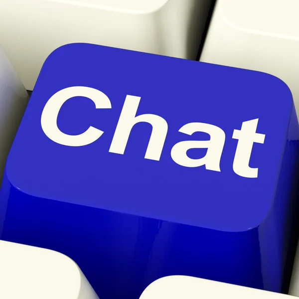 Chat Word Computer Key Representing Talking Or Texting — Stock Photo, Image