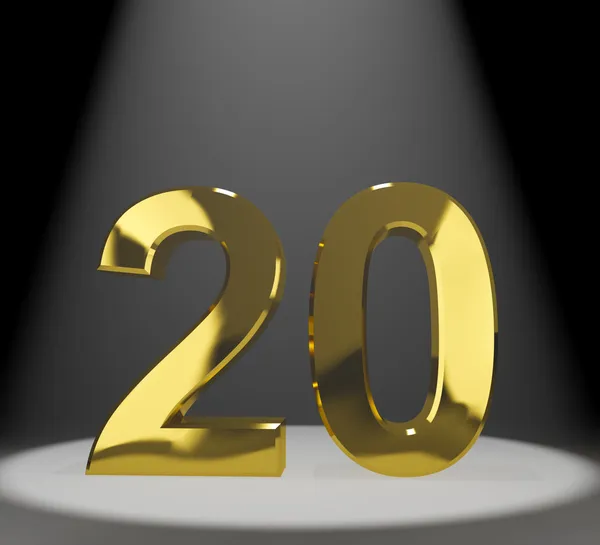 黄金 20 或 20 3d 数字表示周年或 birthd — 图库照片