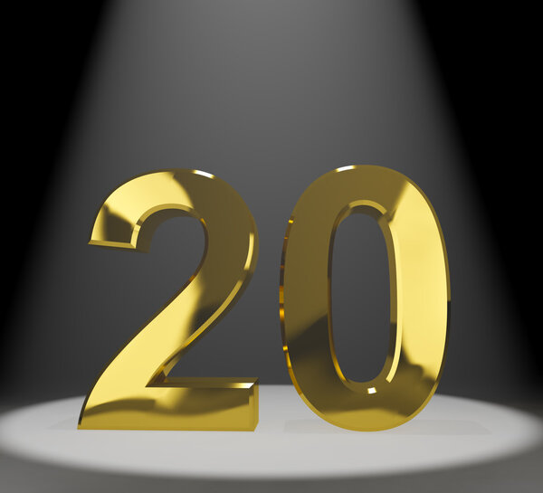 Gold 20th Or Twenty 3d Number Representing Anniversary Or Birthd