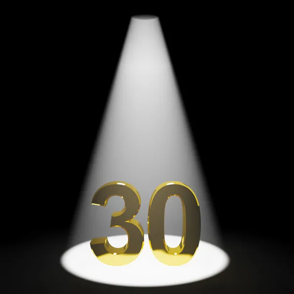 Oro 30 o 30 número 3d que representa aniversario o cumpleaños — Foto de Stock