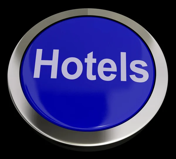 Pulsante blu dell'hotel per viaggio e stanza — Foto Stock