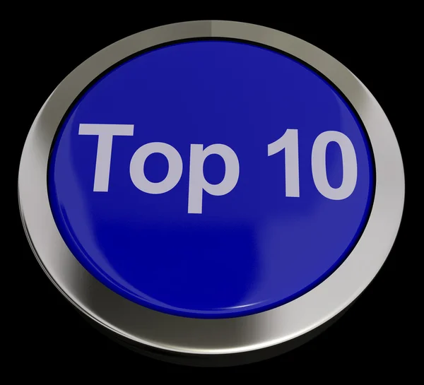 Top Ten Button Showing Best Rated In Charts — Stock Photo, Image