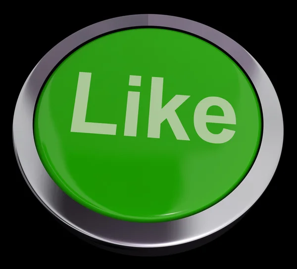 Like Button In Green Showing Approval and Being A Fan — стоковое фото