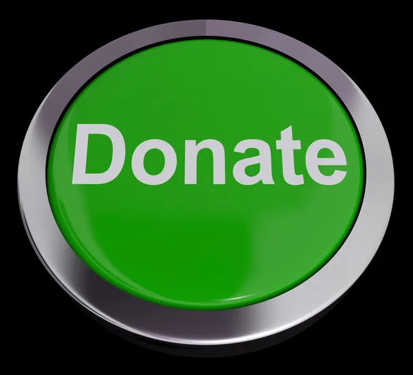 Кнопка пожертвування в зеленому показуючи благодійність і збір коштів — стокове фото