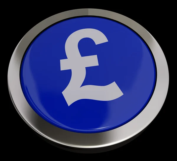 Λίρα κουμπί σύμβολο σε μπλε δείχνει χρήματα και επενδύσεις — Φωτογραφία Αρχείου