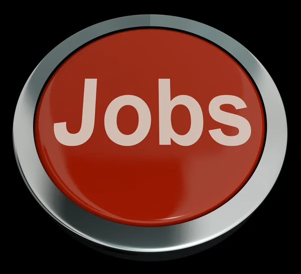 Botão de computador Jobs em vermelho mostrando trabalho e carreiras — Fotografia de Stock