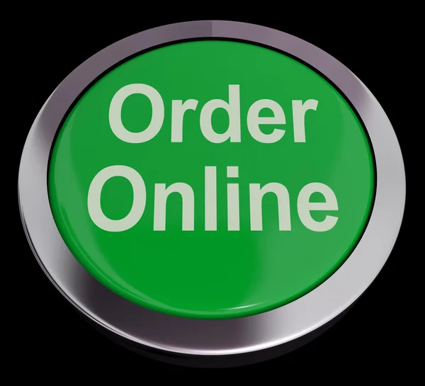 Замовлення онлайн кнопка в зеленому для покупки в Інтернеті — стокове фото