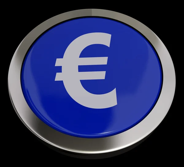 Euro Symbol Button In Blue Showing Money And Investment — Stock Photo, Image