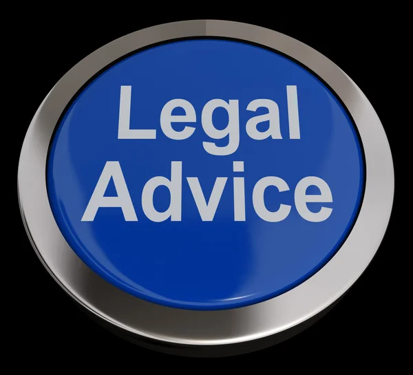 Juridisch advies knop in blauw weergegeven: advocaat begeleiding — Stockfoto