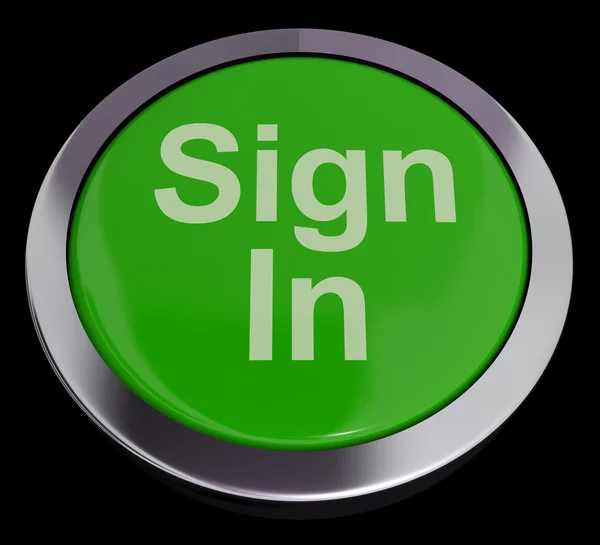 Tlačítko zelené, ukazující stránkách přihlášení přihlásit — Stock fotografie