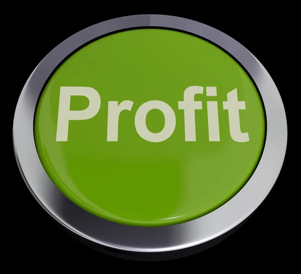 Vinst dator knappen i gröna visar resultat och investeringar — Stockfoto
