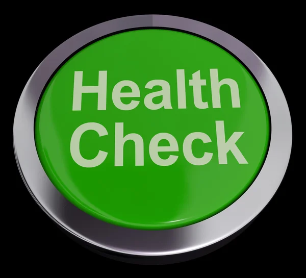 Tlačítko pro kontrolu zdraví v zeleném zobrazeno lékařské vyšetření — Stock fotografie