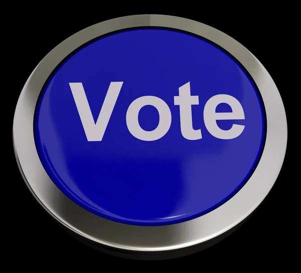 Botão de voto em azul mostrando opções ou escolhas — Fotografia de Stock