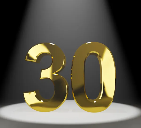Ouro 30th ou Thirty 3d número Closeup representando aniversário O — Fotografia de Stock