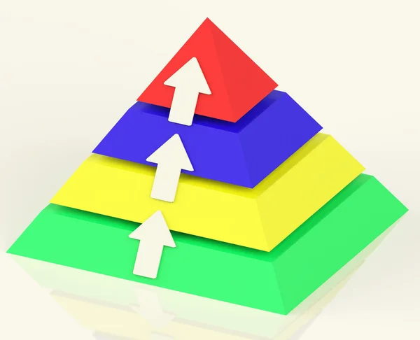 Pirámide con flechas hacia arriba mostrando crecimiento o progreso —  Fotos de Stock