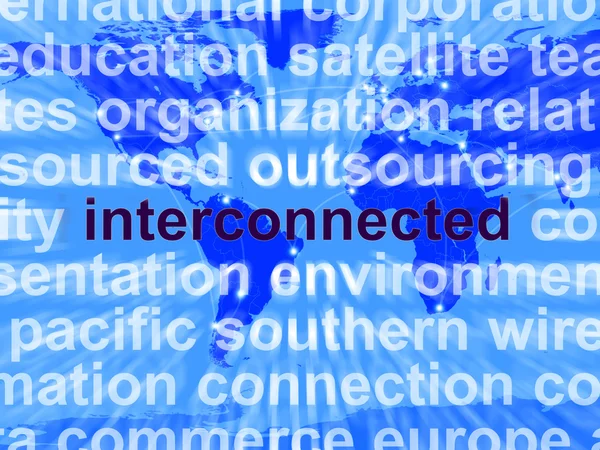 Palabra interconectada en el mapa mostrando redes globales — Foto de Stock