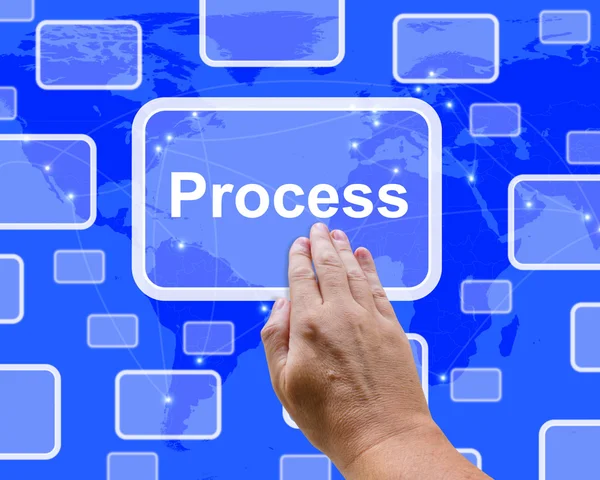 Pushing Process Button Representing Controlling A System — Stock Photo, Image
