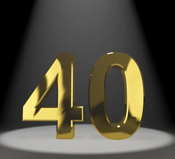 Złota 40 lub czterdzieści 3d liczbą reprezentującą rocznicę lub birthda — Zdjęcie stockowe