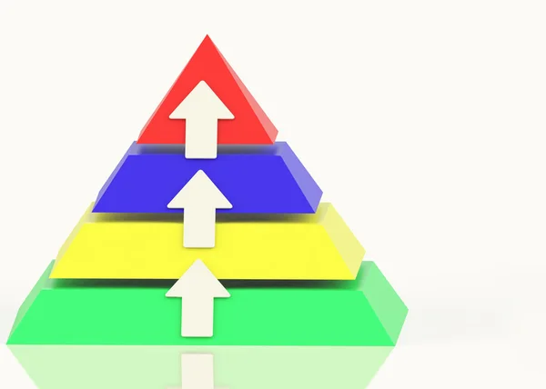 Pirâmide com setas para cima e Copyspace mostrando crescimento ou progresso — Fotografia de Stock