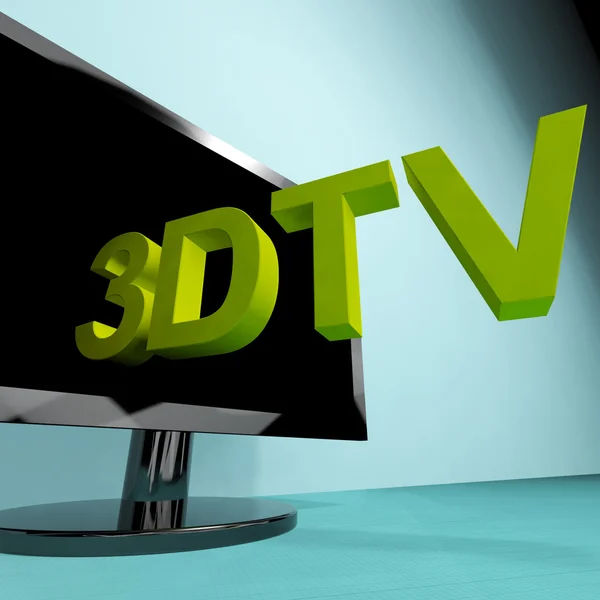 Three Dimensional Television Meaning 3D HD TV — Stock Photo, Image