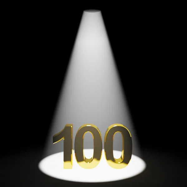 Ouro 100th ou cem 3d número representando aniversário ou — Fotografia de Stock