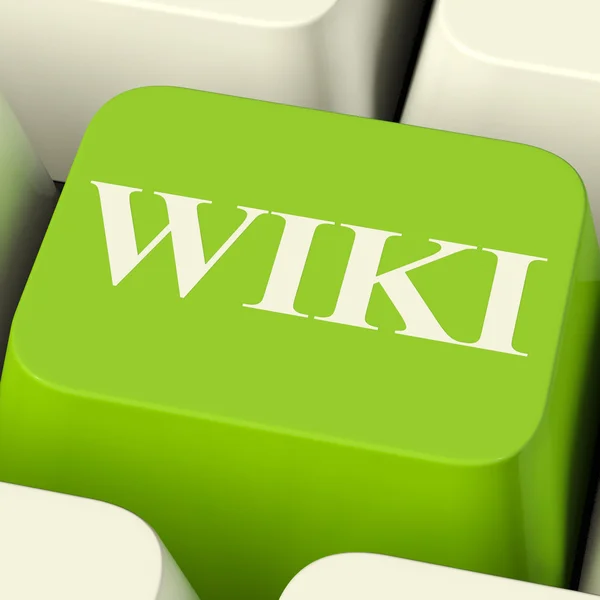 Wiki Computer Key For Online Information Or Encyclopedia — Stock Photo, Image