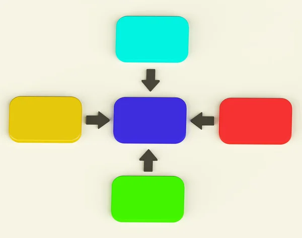 Kolorowy schemat z czterema strzałkami wskazującymi procesu lub wektor — Zdjęcie stockowe