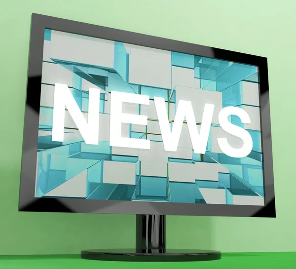News Word On Monitor Showing Media And Information — Stock Photo, Image