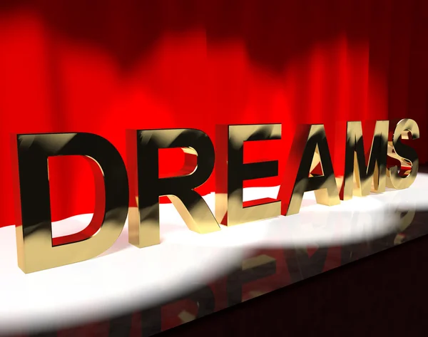 Palabra de sueños en el escenario muestra el sueño y el deseo —  Fotos de Stock