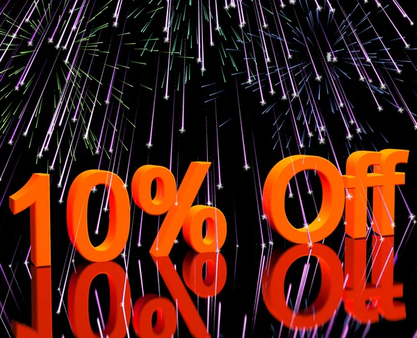 Fireworks Showing Sale Discount Of Ten Percent — Stock Photo, Image