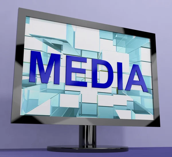 Palabra de los medios en el monitor que muestra Internet OrTelevision Broadcasting — Foto de Stock