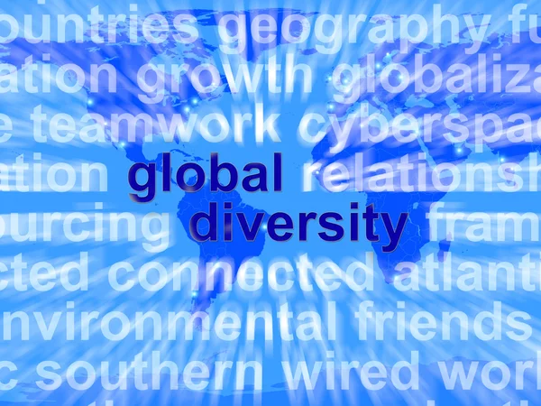 Diversité mondiale Mots montrant une diversité ethnique dans le monde entier — Photo